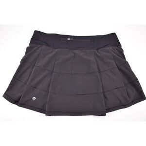 LULULEMON Pace Rival Black Lined Active Skirt Skort Womens 8 Waist 31" Inseam 3"
